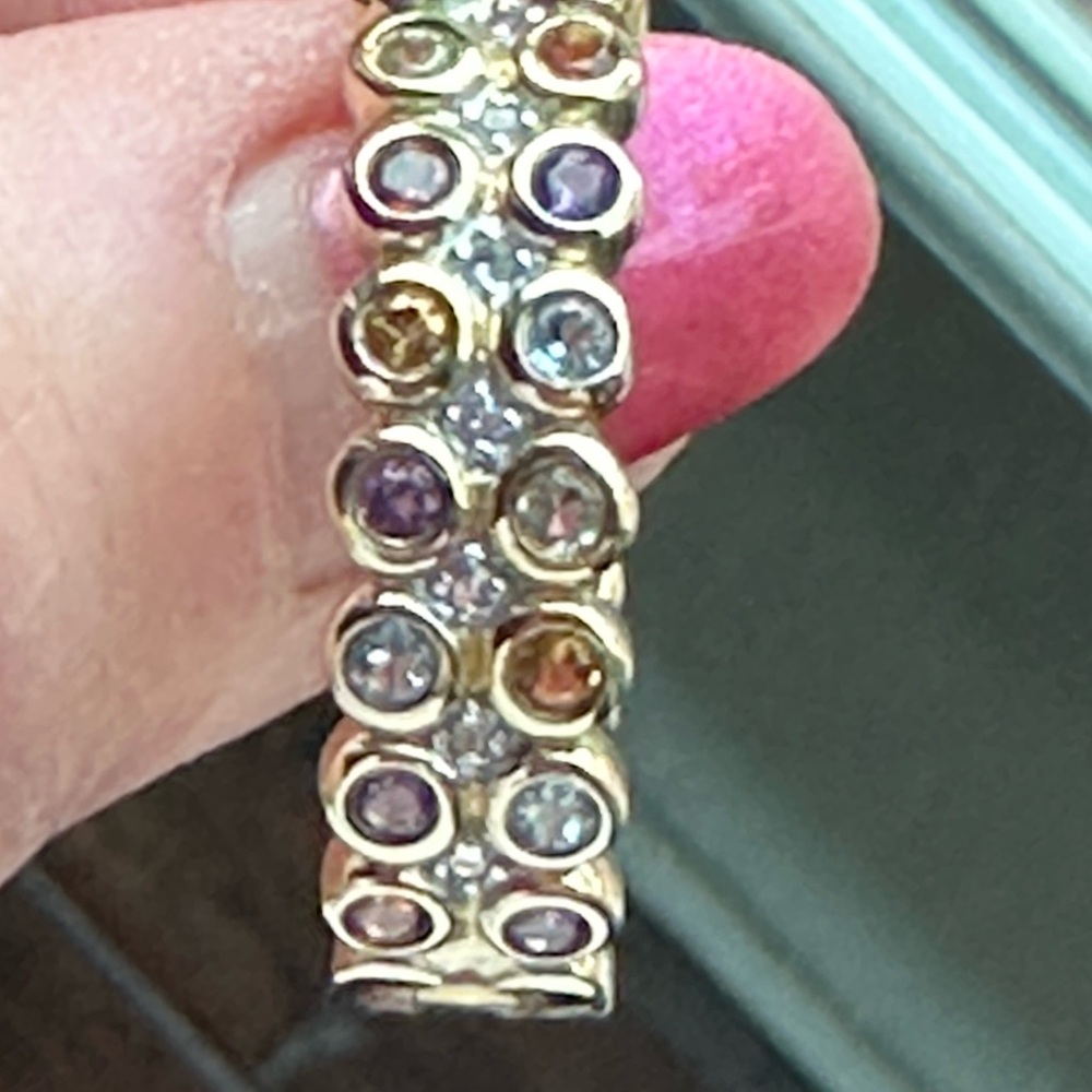VIBRANT 10K GEMSTONE HOOP EARRINGS -12.5 GRAMS !! - Picture 14 of 15